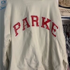 PARKE Cream Crewneck Sweatshirt with Red Appliqué